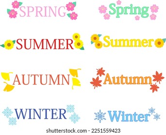 Set of four seasons decorative letters