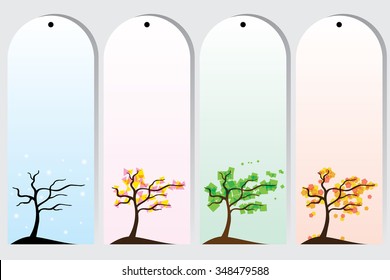 Set of four seasons, geometric design.