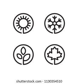 Set of four seasons icons. Summer, winter, spring, autumn