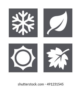 A Set Of Four Seasons Icons. Winter, Spring, Summer And Autumn.