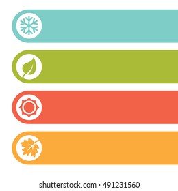 A set of four seasons icons. Winter, spring, summer and autumn.