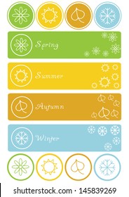 set of four seasons symbols, spring, summer, autumn and winter icon isolated on white background