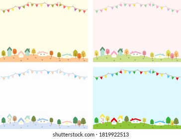 set of four seasons town landscape