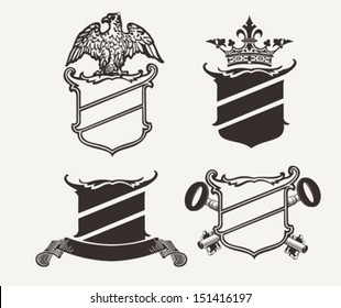 Set Of Four Shield Heraldry Compositions