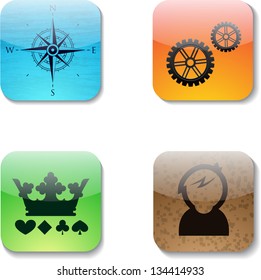 Set of four shine buttons for mobile applications. eps10