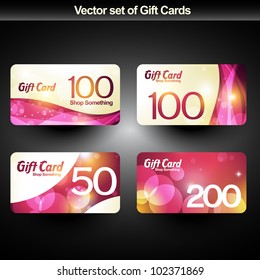 set of four shiny gift cards