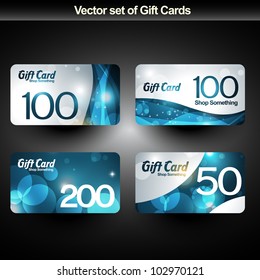 set of four shiny gift cards