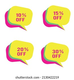 A set of four signs announcing a number of different percentage discount.