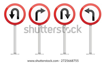 a set of four signs indicates permissible turns on the road