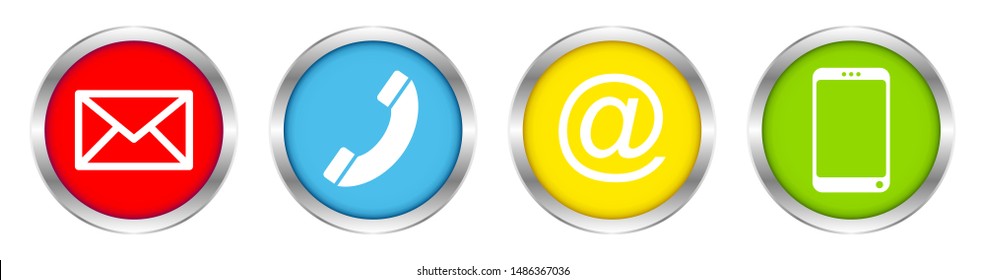 Set Of Four Silver Frame Buttons Contact Color