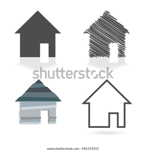Set Four Simple House Symbols Grey Stock Vector (Royalty Free ...