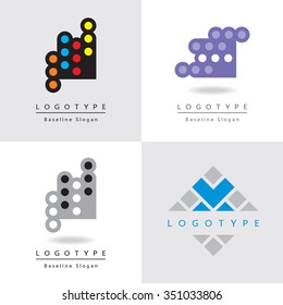 Set of four simple logos. Abstract vector icons.