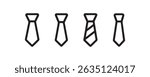 Set of four simple tie icons in various designs.