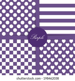 Set of four simply flat geometric patterns. Seamless background.
