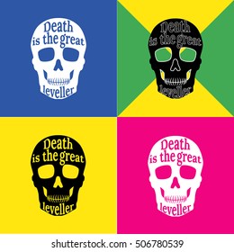 Set of four skulls in different execution. Vector illustration.
