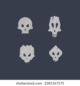 Set Of Four Skulls Sci Fi Futuristic Logo Element For Military Game UI E-sport Isolated Vector Design