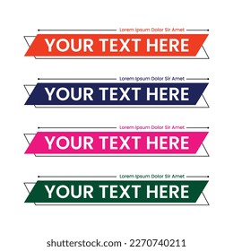 Set of Four Sleek Lower Third Vector Templates with Arrowhead Accents