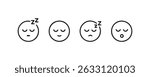 Set of four sleeping face emoticons with various expressions.