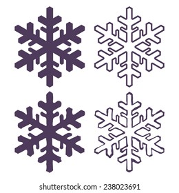 Set of Four Snowflakes thin line flat design vector illustration