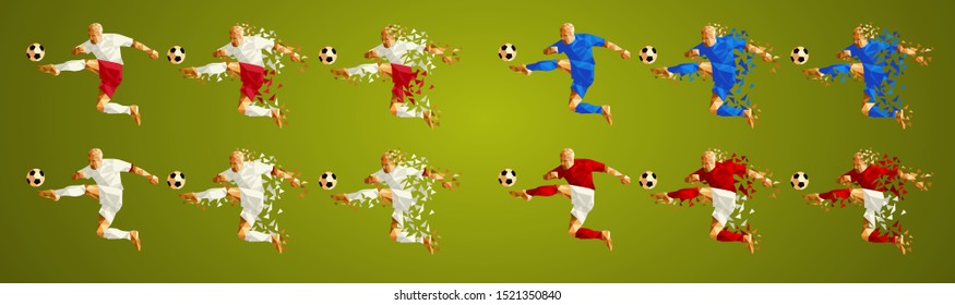 set of four soccer teams wearing colourful uniforms, isolated on a green background, vector illustration, Champion's league group G , Football, set 12/24, Leipzig, Zenit, Lyon, Benfica