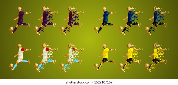 set of four soccer teams wearing colourful uniforms, isolated on a green background, vector illustration, Champion's league group F , Football.  Set 19/24, Slavia, Inter, Borussia, Barcelona