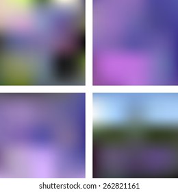 Set of four soft blurred backgrounds for your design in violet tones