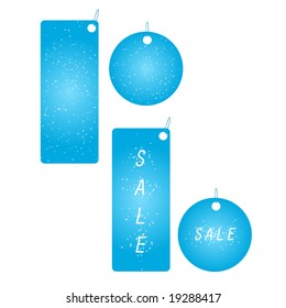 Set of four sparkling blue badges with word "sale" vector version
