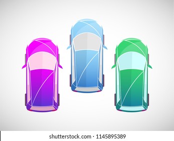 Set of four Sports Cars in side view vector.