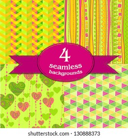 Set of four spring seamless backgrounds
