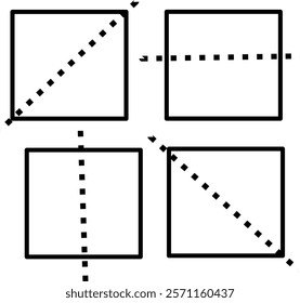 set of four square symmetrical lines