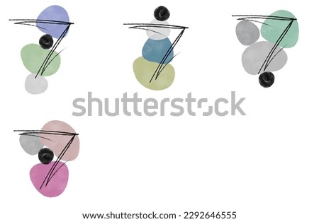 Set of four Square Wall art posters abstract design composition in trendy contemporary collage style, for wall art decoration, postcard, cover design
