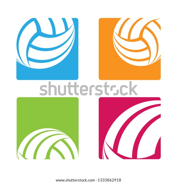 Set Four Squares Volleyball Symbols Isolated Stock Vector (Royalty Free ...