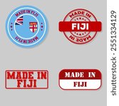 Set of four stamps with flag made in Fiji