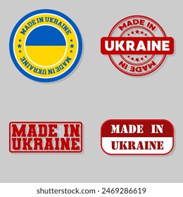 Set of four stamps with flag made in Ukraine