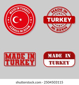 Set of four stamps with flag made in Turkey