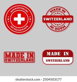 Conjunto de cuatro sellos con bandera hecha en Suiza