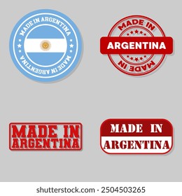 Set of four stamps with flag made in Argentina