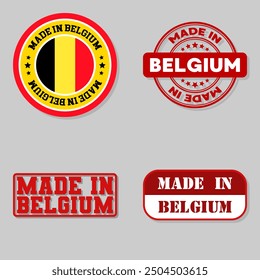 Set of four stamps with flag made in Belgium