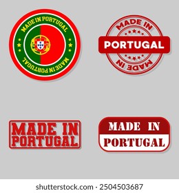 Set of four stamps with flag made in Portugal