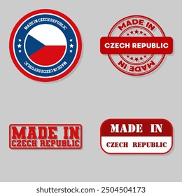 Satz von vier Marken mit Flagge Made in Czech Republic