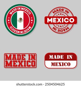 Set de cuatro sellos con bandera hechos en México