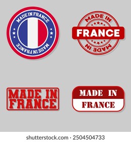 Set of four stamps with flag made in France