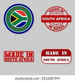 Set of four stamps with flag made in South Africa