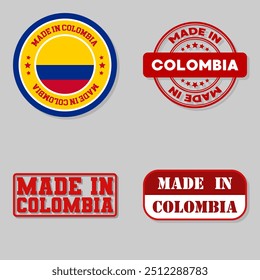 Set of four stamps with flag made in Colombia