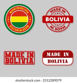 Set de cuatro sellos con bandera hechos en Bolivia