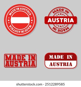 Set of four stamps with flag made in Austria