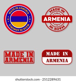 Set of four stamps with flag made in Armenia