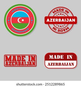 Conjunto de cuatro sellos con bandera hecha en Azerbaiyán