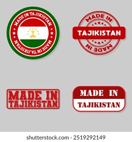 Conjunto de quatro selos com bandeira feita no Tajiquistão