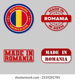 Conjunto de quatro carimbos com bandeira feita na Romênia